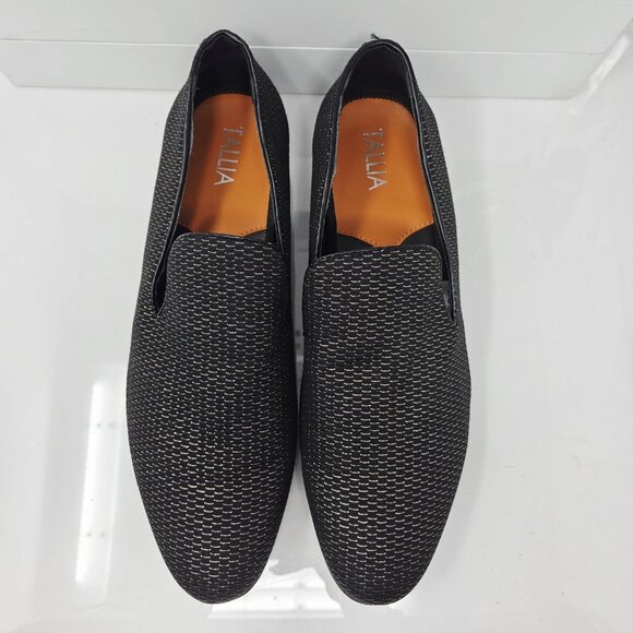 Talia Tedaldo Men’s 10 Black Gold Textured Loafers Slip On Luxury Dress Shoes main image 8